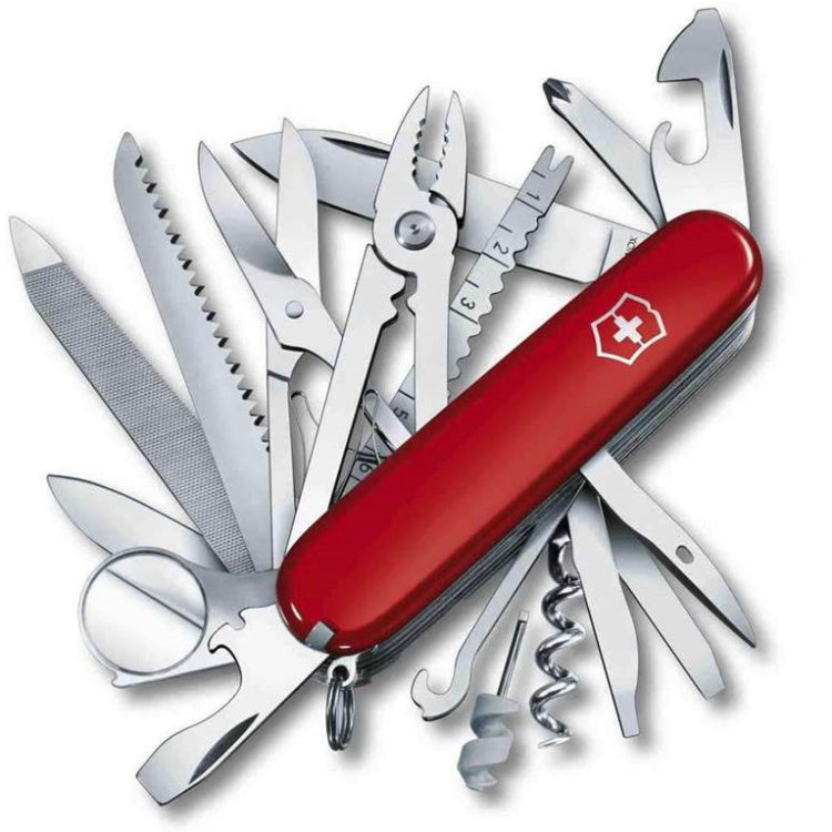 Genuine Swiss Army Victorinox "Swiss Champ" stainless steel pocket knife.