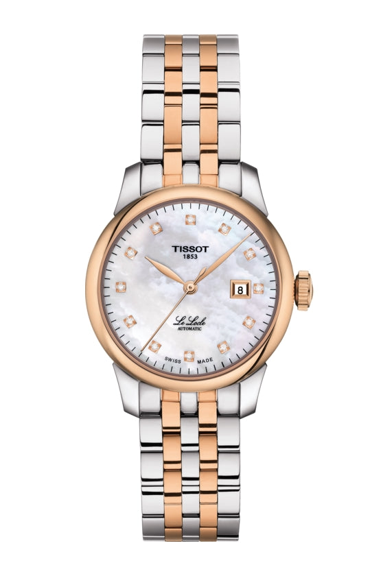 Ladies Le Locle Tissot 12 Diamon White Mother of Pearl Dial Watch.