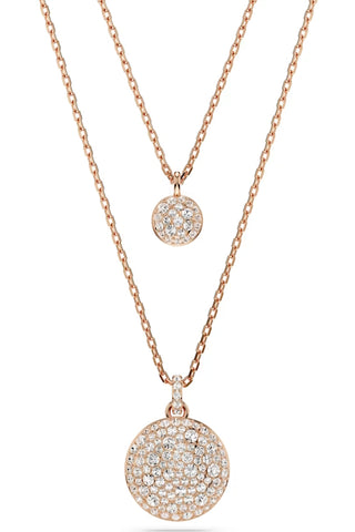 Swarovski Sublima layered pendant, White, Rose gold-tone plated.