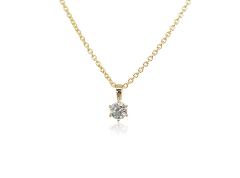 Holdsworth 18K Yellow Gold 0.50 ct Diamond Claw Set Pendant.