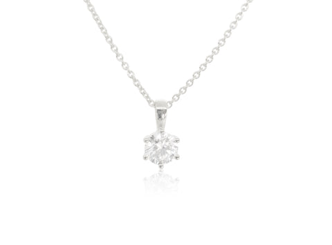 Holdsworth 18K White Gold 1.00 ct Diamond Claw Set Pendant.