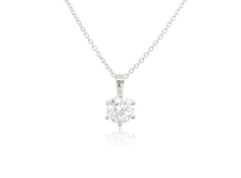 Holdsworth 18K White Gold 1.50 ct Diamond Claw Set Pendant.