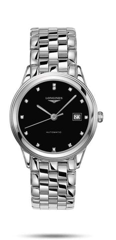 Gents Longines Flagship Watch with Black and 13 Diamond Dial.