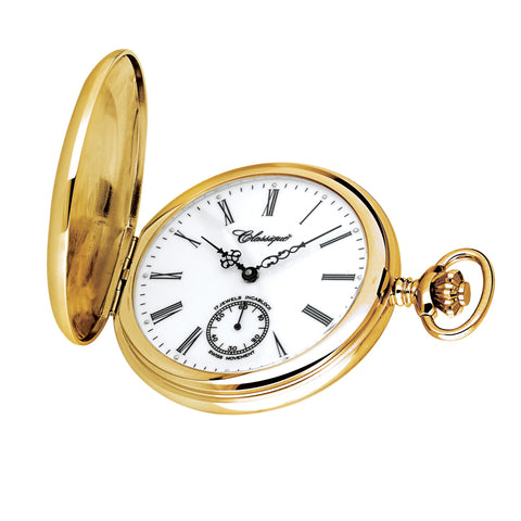 Classique Mechanical Wind up Pocket Watch with Gold Plated Construction.