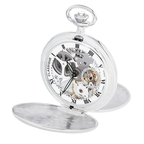 Classique Mechanical Skeleton Wind up Pocket Watch.