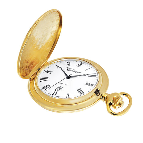 Classique Quartz Pocket Watch with White Enamel Dial.