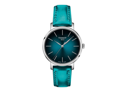Ladies Tissot Everytime Turquoise and Black Dial Watch.