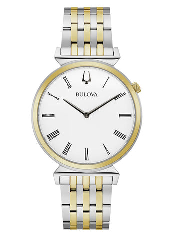 Gents Bulova Classic Quartz White Dial Watch.