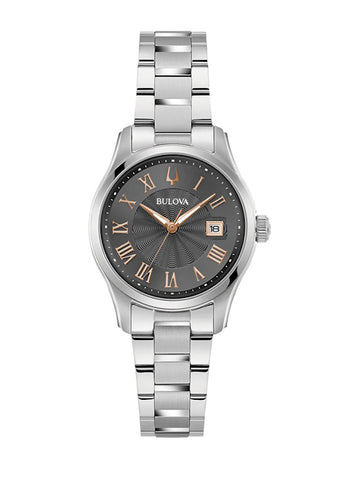 Ladies Bulova Wilton Grey Dial Crystal Domed Glass Watch.