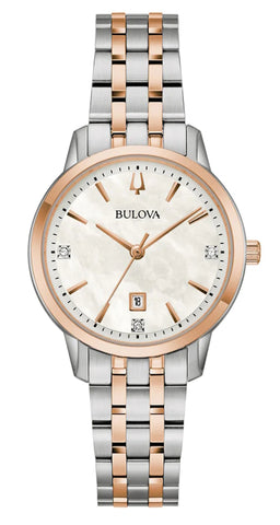Ladies Bulova Classic 3 Diamond Mother of Pearl Dial Watch.