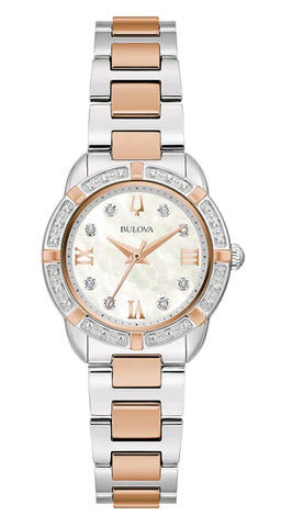 Ladies Bulova Classic 8 Diamond Mother of Pearl Dial Watch.